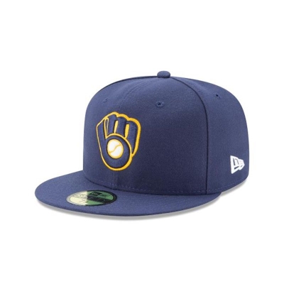 Milwaukee Brewers Gorra | New Era MLB Authentic Collection 59fifty Fitted Cap Mexico - Azules